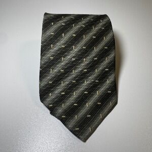 Trump Silk Tie Olive Green Gold Striped Dots 59" Office Formal Preppy Corporate